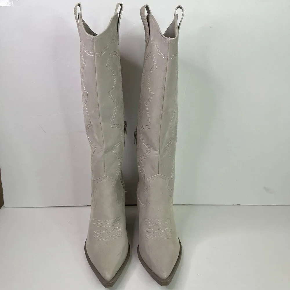 Mia Cowgirl Pull On Pinted Toes Boots Grey Size 8 #596